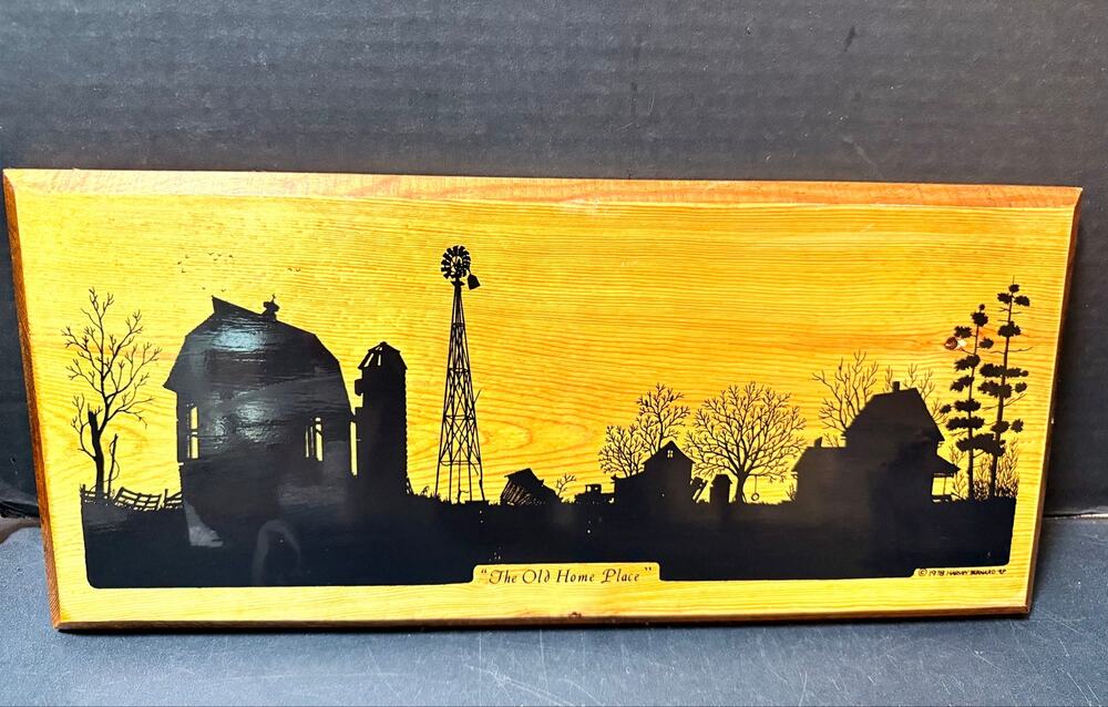 The Old Home Place 1982 Harvey Bernard folk artist farm-themed silhouette wood